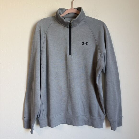 Under Armour Other - Under Armour Storm Mens LG 1/4 Zip Gray Fleece Pullover Sweater Cold Gear Golf